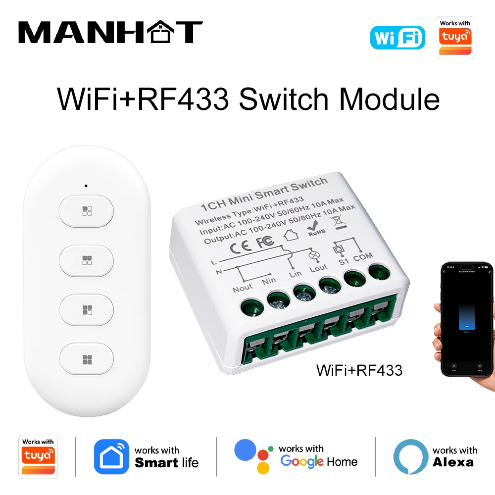Smart Home Diy - 투야 WIFI 10A 스마트 조명 스위치