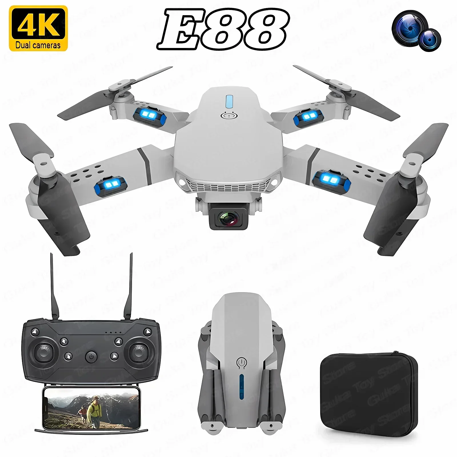 Smart Home Camera - E88 프로 와이파이 FPV 드론, 광각