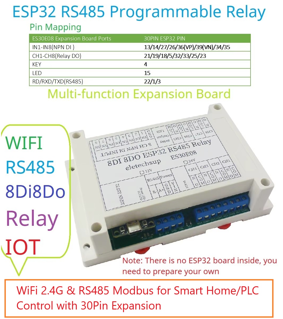 Smart Home With Plc - ESP32 8CH 프로그래밍 가능 릴레이 모듈