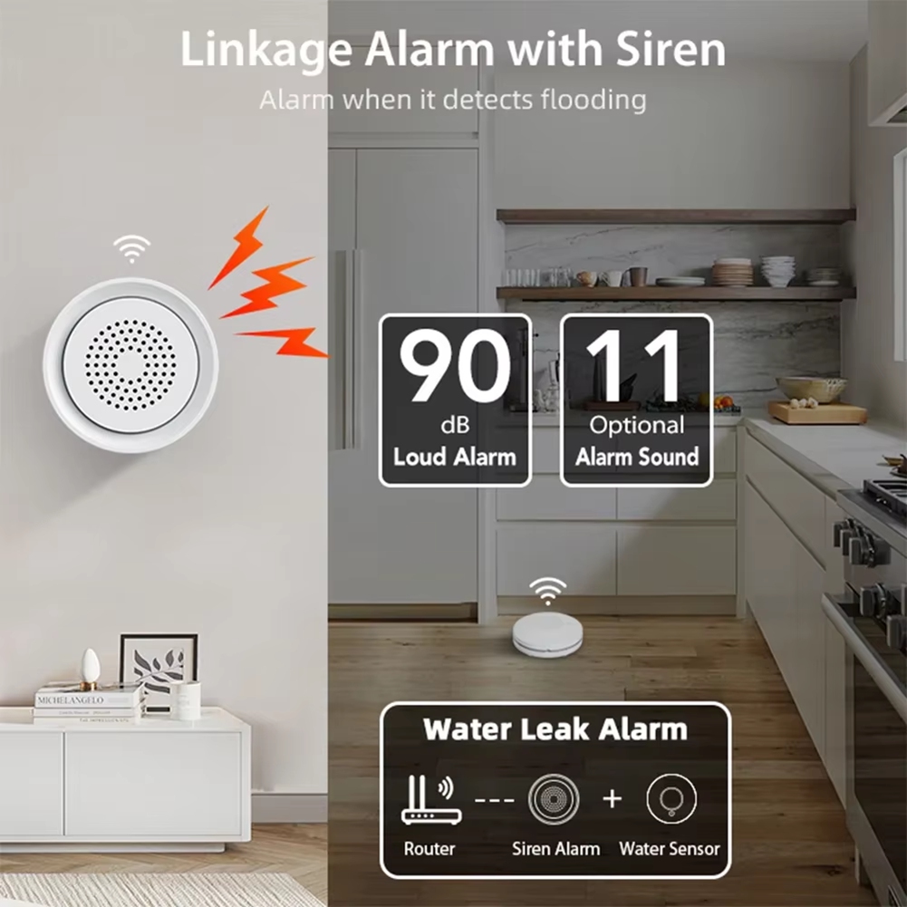 Home Automation Kit - 사이렌 알람 기능이 있는 BTLIFE-홍수 감지기