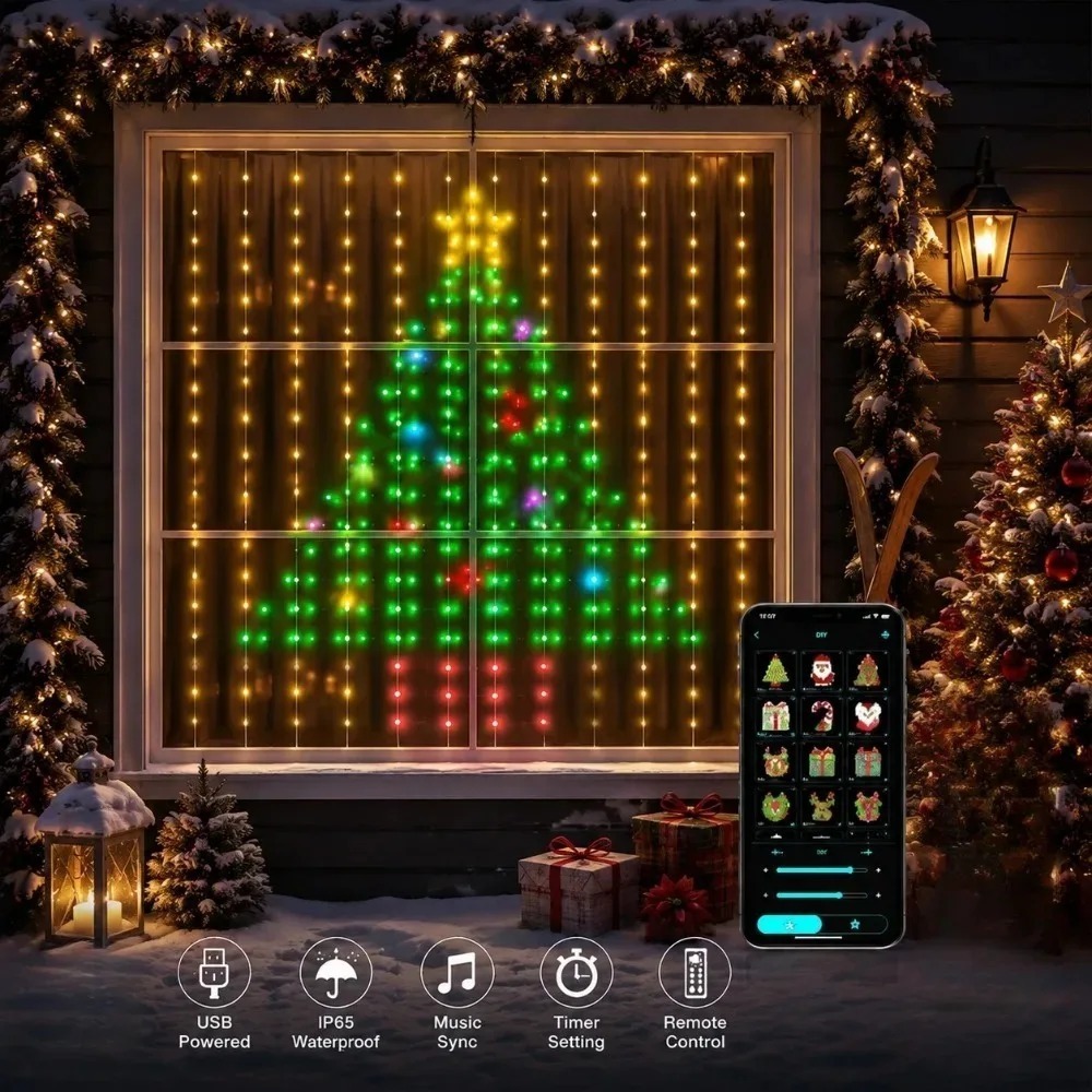 LED 픽셀 커튼 조명 블루투스 앱 제어 RGB 스마트 - Smart Home Diy 리뷰 및 가격
