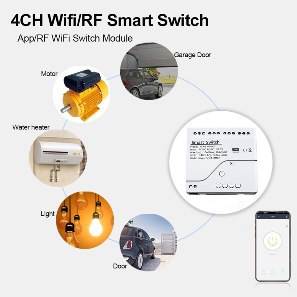 Wifi 스마트 라이트 스위치 4CH Mdule DC  - Smart Home Diy 리뷰 및 가격