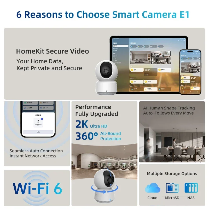 오리지널 아카라 스마트 카메라 E1 2K 1296P 3 - Smart Home Hub Apple 리뷰 및 가격