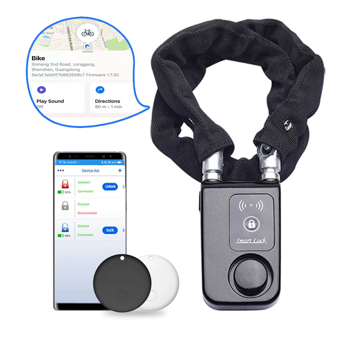 110dB 알람 자전거 체인 잠금장치 (에어태그 슬롯  - Smart Home Hub Apple 리뷰 및 가격